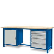 Workbench 2100 x 740: 1 cabinet S12, 1 cabinet S13 (5 drawers, 1 locker)