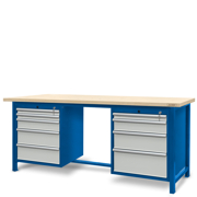 Workbench 2100 x 740: 1 cabinet S13, 1 cabinet S14 (9 drawers)