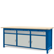 Workbench 2100 x 740: 3 cabinets S11 (6 drawers, 3 lockers)