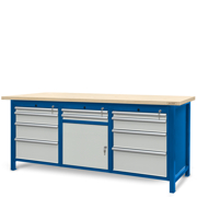 Workbench 2100 x 740: 2 cabinets S14, 1 cabinet S11 (10 drawers, 1 locker)