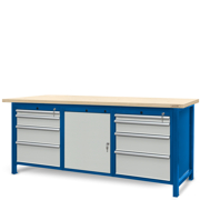 Workbench 2100 x 740: 2 cabinets S14, 1 cabinet S12 (8 drawers, 1 locker)