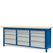 Workbench 2100 x 740: 2 cabinets S14, 1 cabinet S13 (13 drawers)