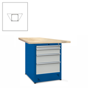 Trapezoid worktop cabinet - 4 drawers
