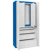 Universal cabinet: 1 galvanised shelf, 1 large set of drawers, internal door assembly