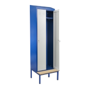 Cloakroom locker HSU02 width 600 with a sloping roof and a bench