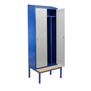 Cloakroom locker HSU02 width 800 with a sloping roof and a bench