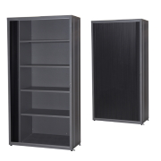Roller shutter cabinet with wide shelves
