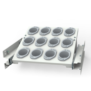 Slanted pull-out shelf with ISO 50 sockets for cabinets Cat. No. 27045 and 27046