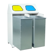 Metalowy pojemnik na odpady 2-komorowy z 2 koszami metalowymi