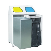 
Metal waste bin - double - with 1 metal basket and 1 bag clamp