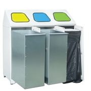 
Metal waste container - triple with 2 metal baskets, 1 clamp for bags