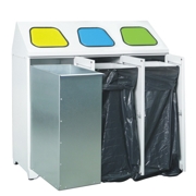 
Metal waste container - triple with 1 metal basket, 2 clamps for bags
