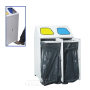 
Metal waste bin - double - with 2 bag clamps and a pedals