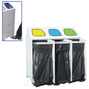 
Metal waste bin - triple - with 3 bag clamps and a pedals