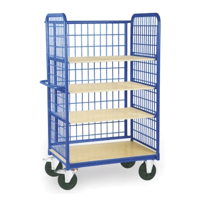 JOTKEL|12317|Shelf and platform truck with three shelves and steel mesh sides [1160 x1825 x700 ]