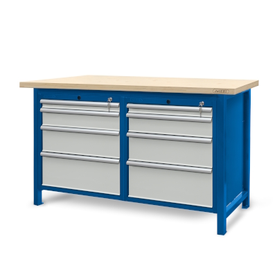 Workbench 1500 x 740: 2 cabinets S14 (8 drawers)