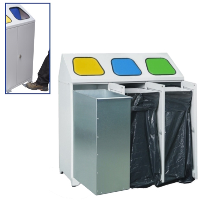 JOTKEL|80257|
Metal waste container - triple with 1 metal basket, 2 clamps for bags and a pedal