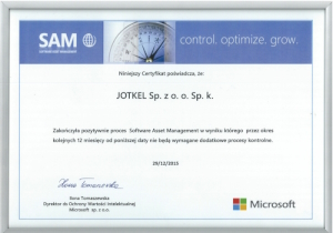 Certyfikat SAM - Microsoft