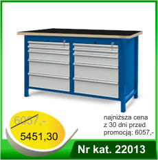 Stół warsztatowy HSS04 - Nr kat. 22013 - RAL 5005, blat pokryty gumą gładką