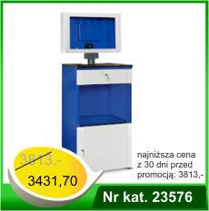 Metalowa szafa na komputer HSC02 z otwartą komorą i wysuwaną półką na drukarkę - Nr kat. 23576