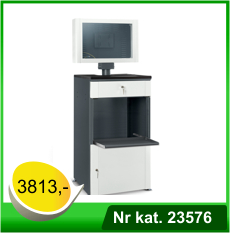 Metalowa szafa na komputer HSC02 z otwartą komorą i wysuwaną półką na drukarkę- Nr kat. 23576