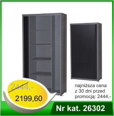 Szafa zamykana roletą z półkami wąskimi i panelem perforowanym - Nr kat. 26302